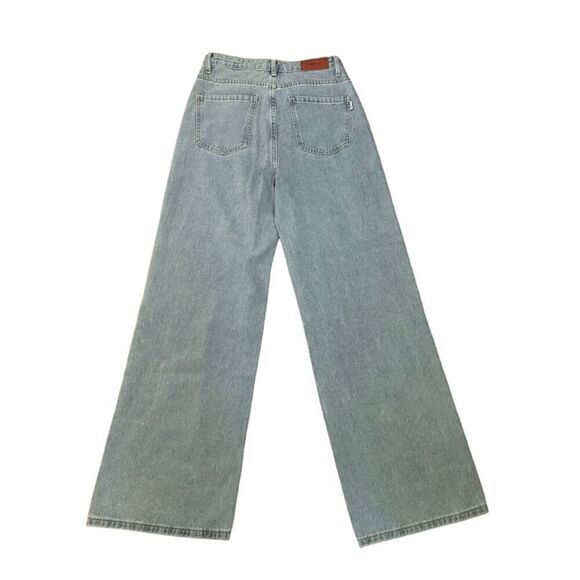 HDLTE Women Wide Leg Jeans High Waist Baggy Asymmetrical Waist Jeans Size Small - Picture 5 of 14